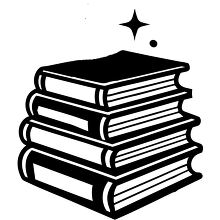 black and white illustration of a stack of books