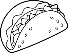 black and white illustration of a taco