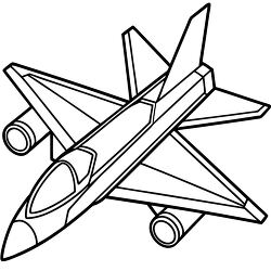 Black and white outline of a jet fighter clipart