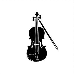 black and white silhouette iconic violin shape