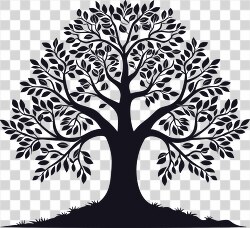 Black and white vector graphic of a full tree