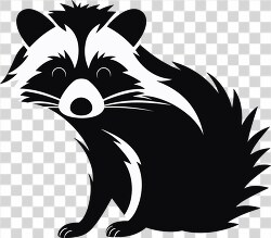 black and white vector illustration of a raccoon