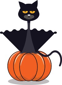 black cat standing on pumpkin clipart