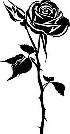 black line art of a classic rose