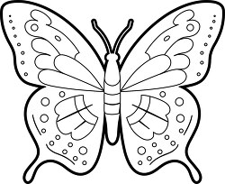 black outline butterfly coloring page with dots and dots on the 