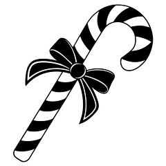 black outline christmas candy cane