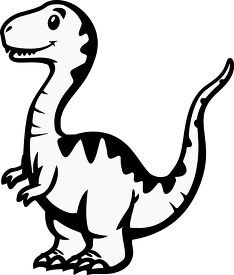 black outline cute dinosaur with long tail