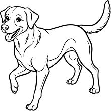 black outline drawing of a running Labrador Retriever