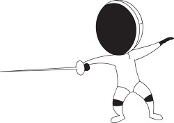 black outline fencer with a sword fencing clipart