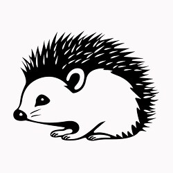 black outline of a cute hedgehog