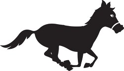 black silhouette galloping horse with no rider clipart