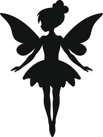 black silhouette of a fairy with delicate wings