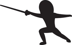 black silhouette of a fencer holding a sword