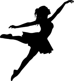 black silhouette_of a ballet dancer jumping