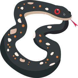 black snake with a red eye orange brown spots 