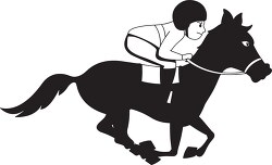 black white horse racing clipart