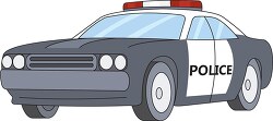 black white police car with red lights clip art