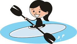 black white water sports girl enjoying river rafting clipart