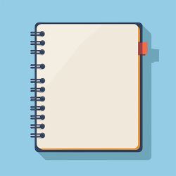 blank spiral notebook on a blue background clipart