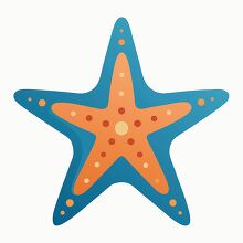 blue and orange starfish with polka dot patterns on each arm