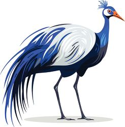 blue and white crane with an orange beak clipart