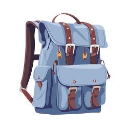 blue backpack graphic with pockets