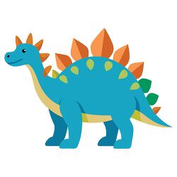 Blue Cartoon Stegosaurus dinosaur clipart