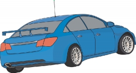 blue four door sporty sedan wire wheels