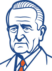 blue outline of a president lyndon johnson