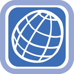 blue square white stylized globe icon