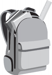 books and scale inside open bagpack back to school gray color cl