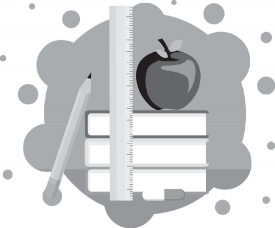 books scale pencil apple composition back to school gray color c