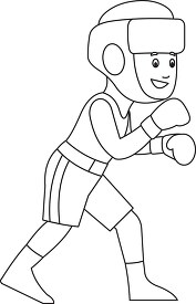 boxer wearing protective gear black outline clipart