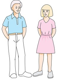 boy and girl standing next to each other light colors clip art