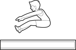 boy athlete runs attempts long jump in event outline clip art