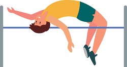 boy attempts to clear bar in high jump track and field clipart