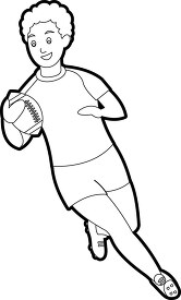 boy carries rugby ball while running printable cutout