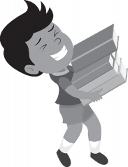 boy carring heavy books gray color clipart