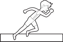 boy competing in a sprint race outline clip art