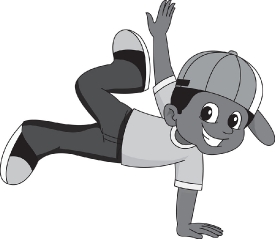 boy doing hip hop dance gray color clipart