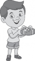 boy happy with the gift gray color clipart