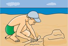 boy hat beach sand