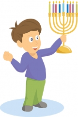 boy holding menorah hanukkah clipart