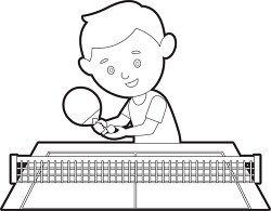 boy holding paddle playing table tennis outline clip art