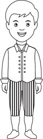 boy in national costume belgium clipart outline