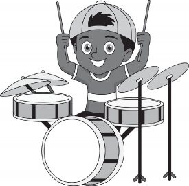 boy musician playing drums gray color clipart