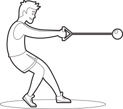 boy participates in a hammer throw competition outline clip art