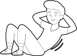boy performs sit up exercise printable cutout