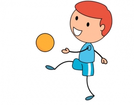 boy playing soccer animated clipart