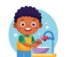 boy practicing good hygiene by washing his hands